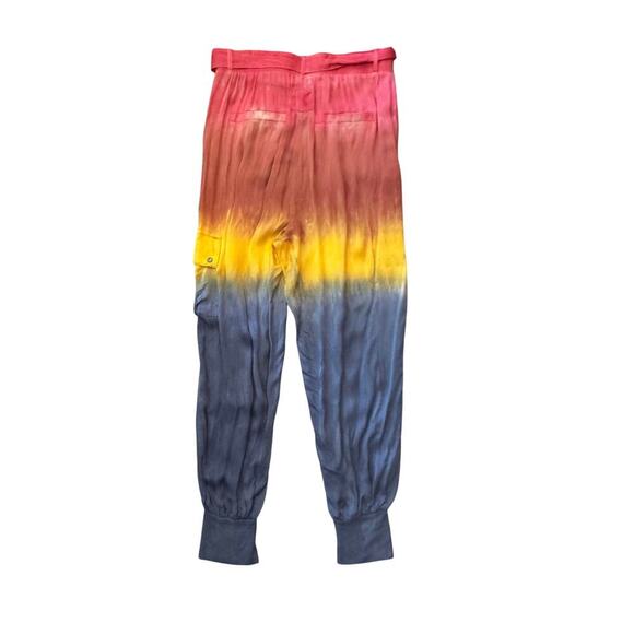 New CHASER Chaser Silky Basics Prism Dye Rainbow Belted Cuffed Cargo Pant Size S - Picture 11 of 13